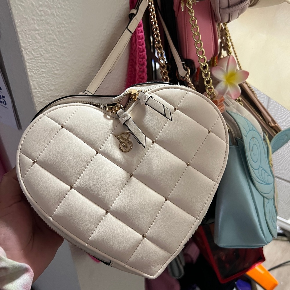 Victoria's Secret bag Quilted Heart Crossbody Bag - Cream
